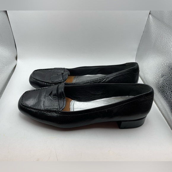 Prada black leather penny loafers women’s EU 37.5 - Picture 1 of 11
